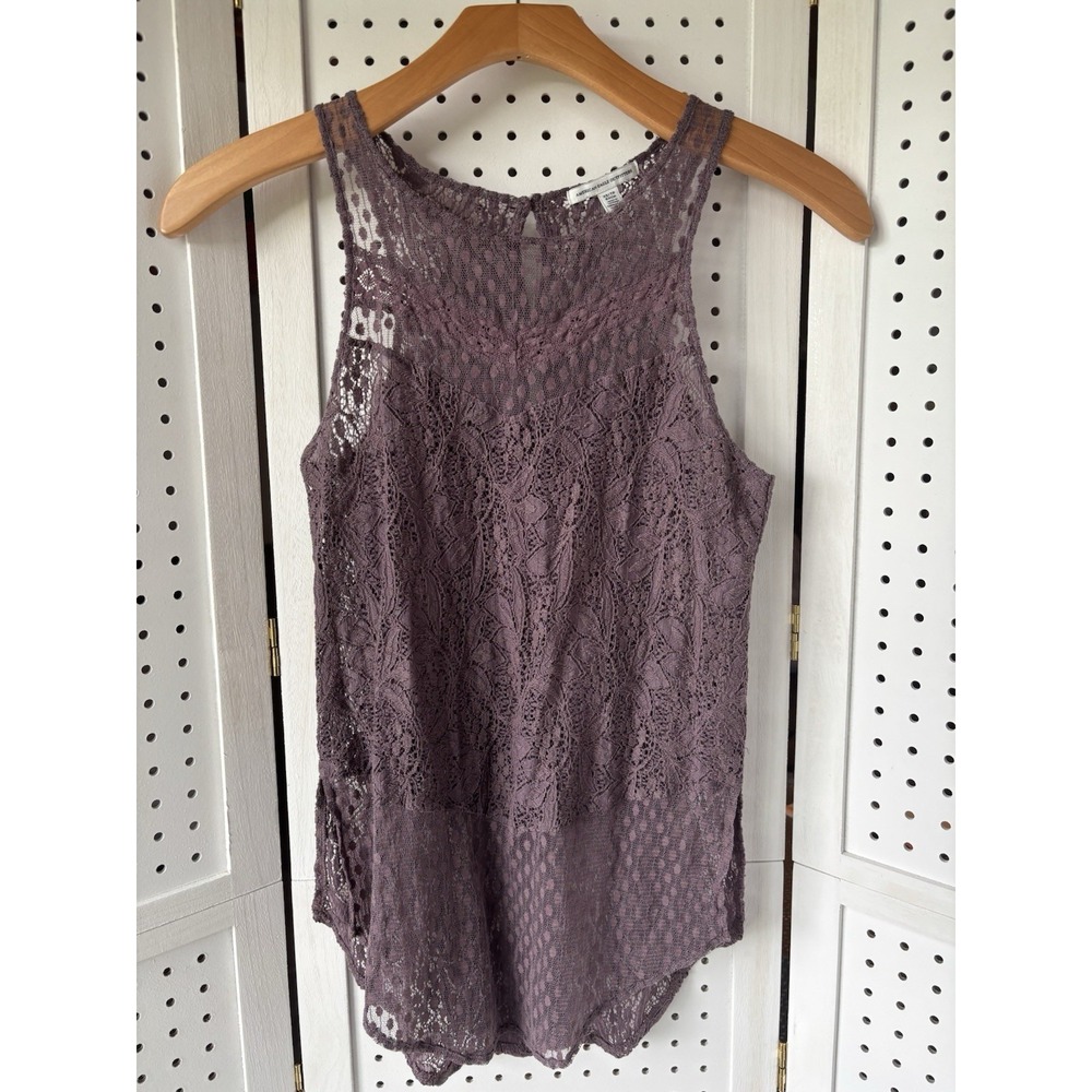 American Eagle Outfitters Lace Tank Top Purple Keyhole Back Boho XS